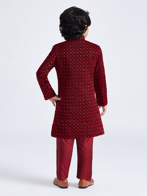 Boy's' Maroon Sherwani Set